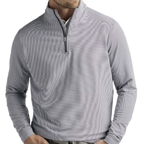 Peter Millar Other - Peter Millar Iron Gray White Perth Sugar Stripe Performance Quarter-Zip Golf XL